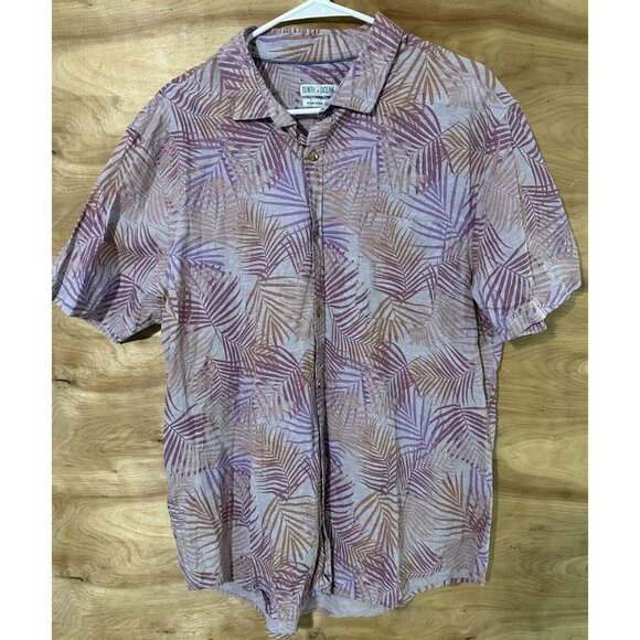 Tenth & Ocean Washable Linen Topical Short Sleeve Button Down Shirt Men's XL - Picture 1 of 7